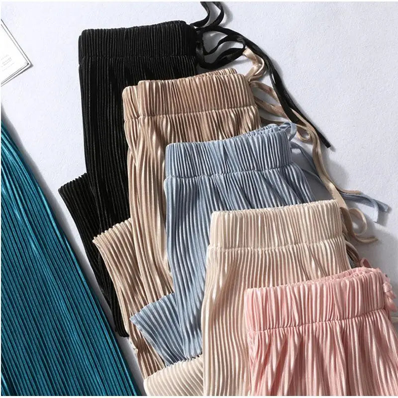 Elastic Wide Leg Silky Pants