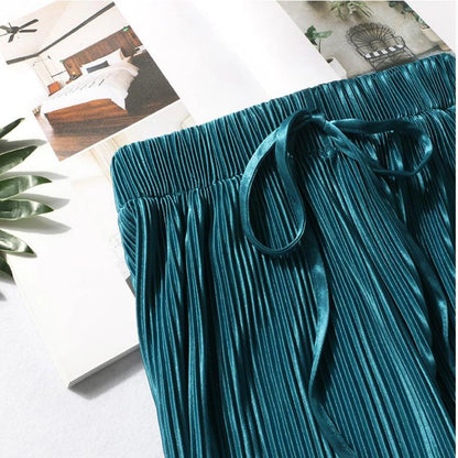 Elastic Wide Leg Silky Pants