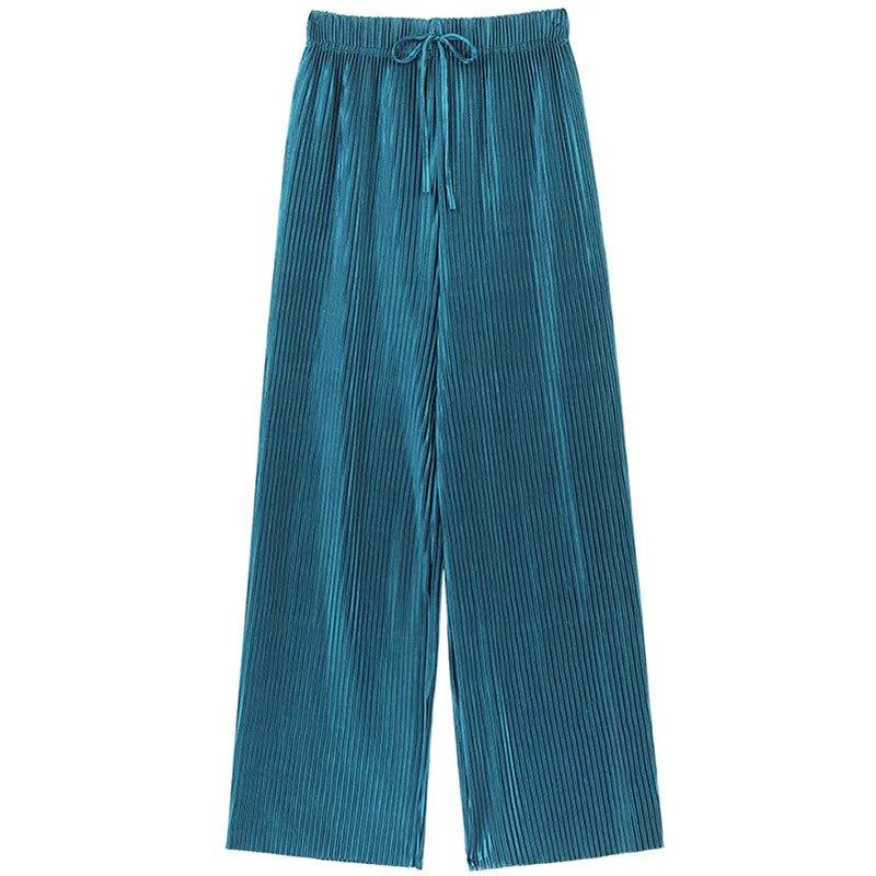 Elastic Wide Leg Silky Pants