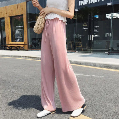 Elastic Wide Leg Silky Pants